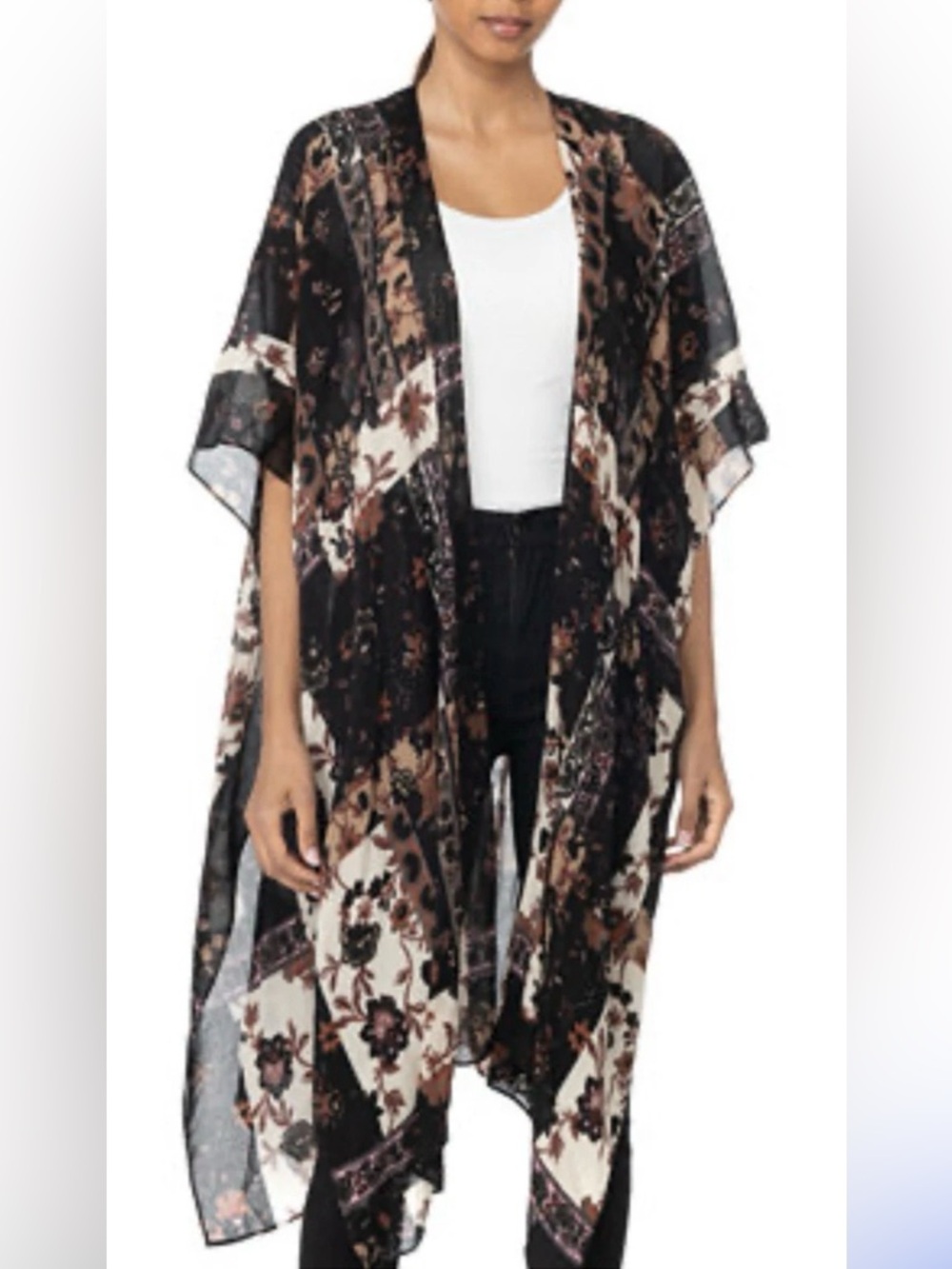 NWT INC BOHO PATCH KIMONO